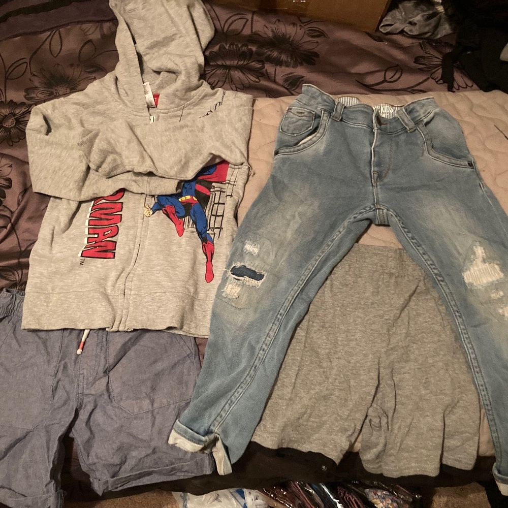 Bundle 4 Patchwork Jeans Superman Hoodie Sweater Sweatshirt Shorts Drawstring